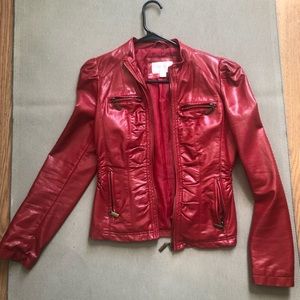 Faux-Leather Jacket (Red)